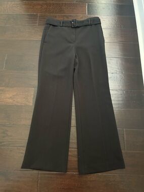 Ann Taylor Black Tweed Dress Pants with Belted Waist
